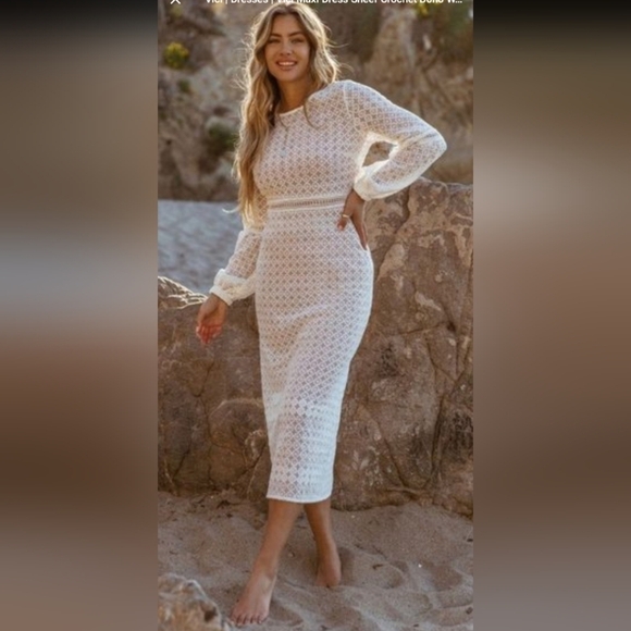 Vici Dresses & Skirts - VICI Elegant White Crochet Dress
